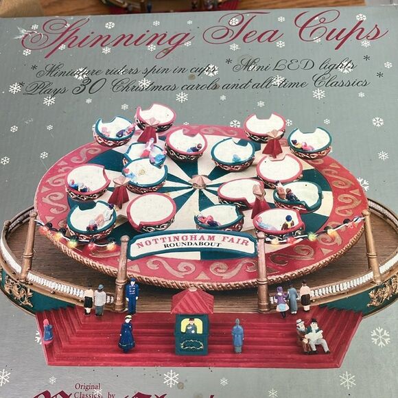 Mr. Christmas Spinning Tea Cups Nottingham Fair Animated Musical Holiday Decor - Picture 9 of 12